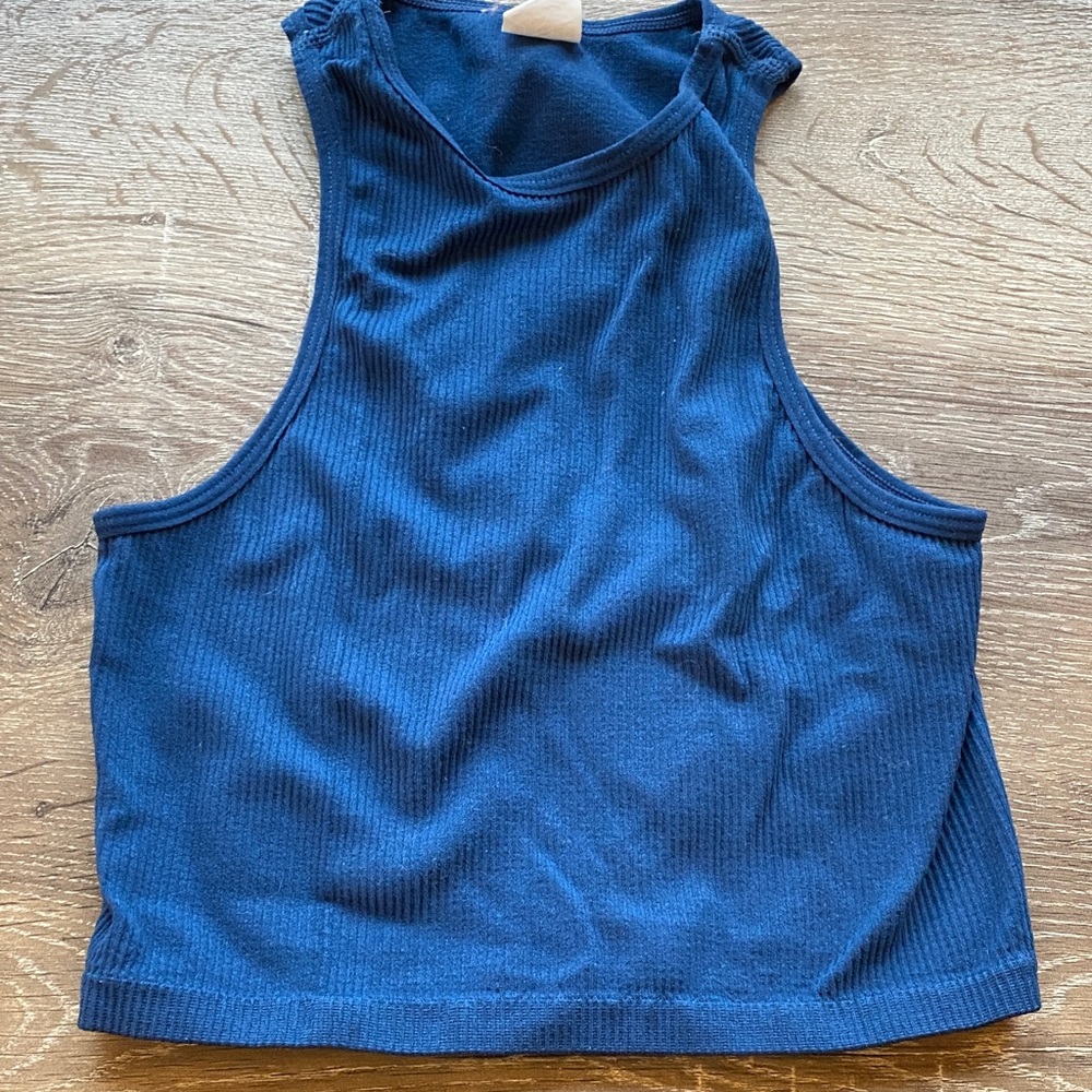 Navy Ribbed Tank Top - Picture 6 of 6